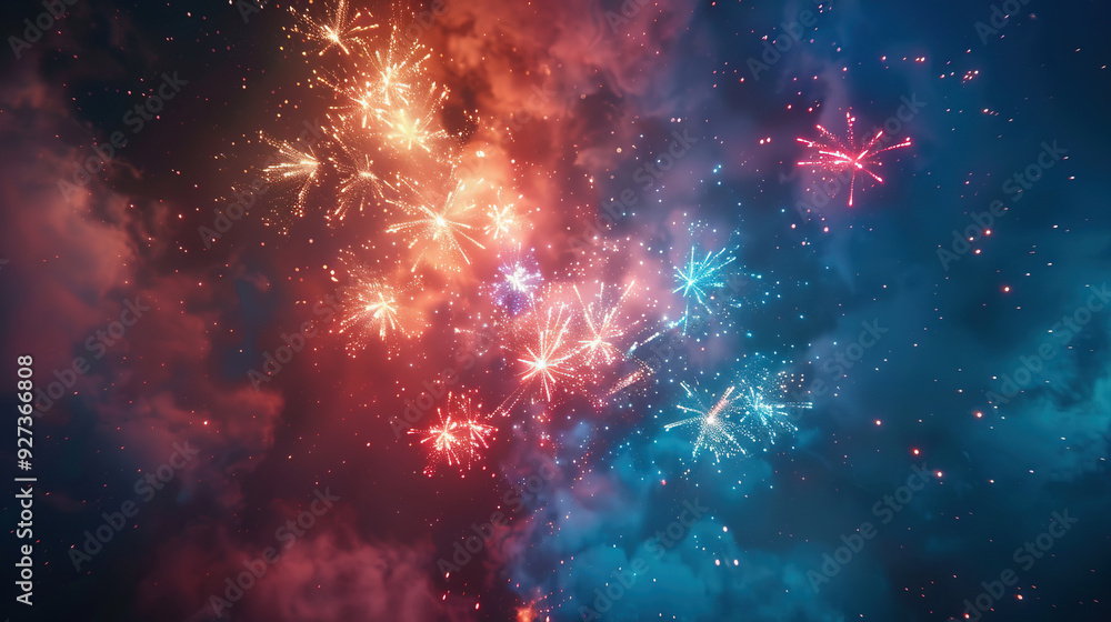 Naklejka premium Colorful firework in colorful sky, firework background
