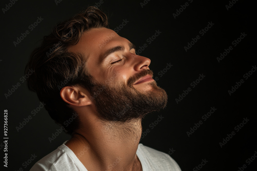 A close up of a man's face with her eyes closed A close up of a man's face with her eyes closed