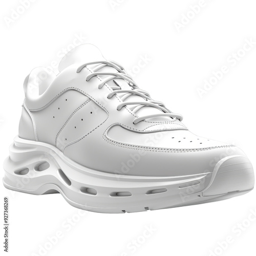 White Leather Sneaker with Thick Sole