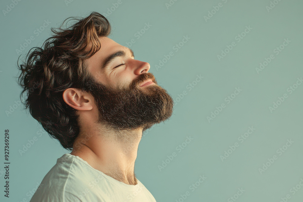 Fototapeta premium A close up of a man's face with her eyes closed