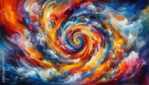 Abstract painting, abstract whirls swirls whirlpools colorful motif pattern