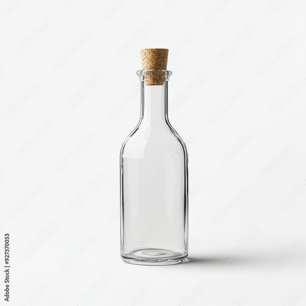 A mockup of a glass bottle with a cork A mockup of a glass bottle with a cork