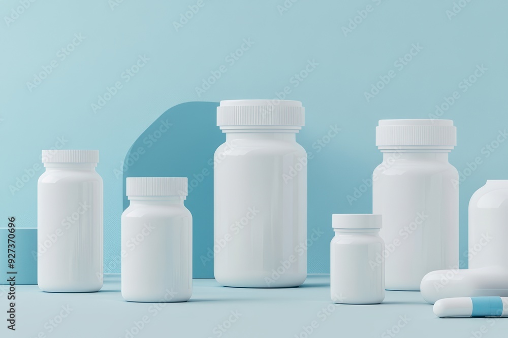 A collection of mockup pill bottles A collection of mockup pill bottles