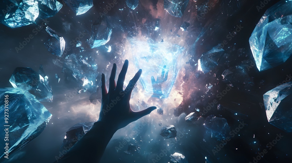 A person hand reaching out, surrounded by a bright, blue sky and water, conveying a sense of gesture and connection. A person hand reaching out, surrounded by a bright, blue sky and water, conveying a sense of gesture and connection.