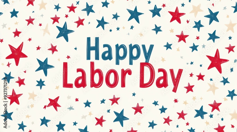 Happy Labor Day Celebration with Festive Red and Blue Design Happy Labor Day Celebration with Festive Red and Blue Design