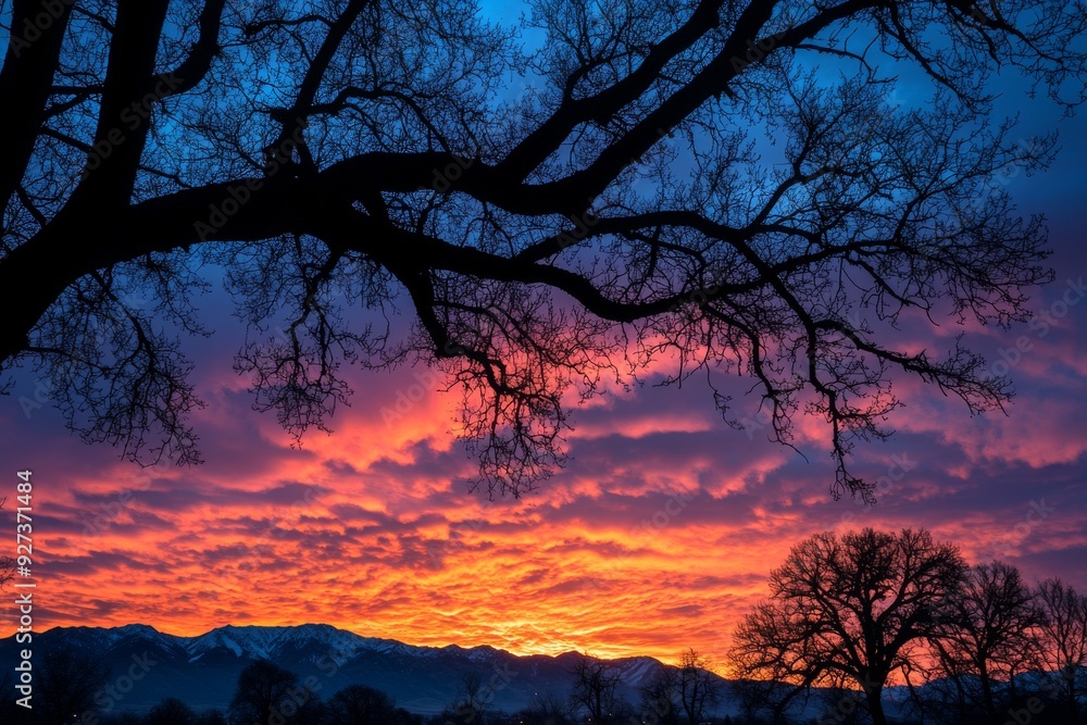 Silhouetted Branches Against a Vibrant Sunset Silhouetted Branches Against a Vibrant Sunset