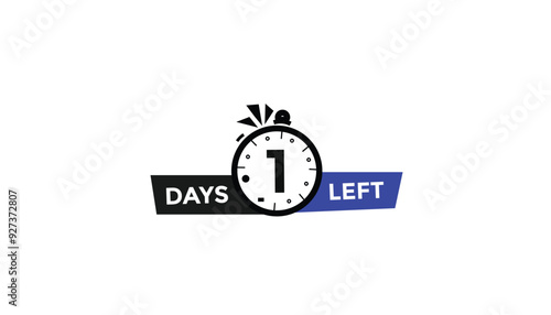 1 days left Countdown number banner templates. time icon. Vector Illustration 