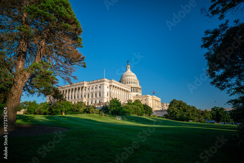 View of the US Capitol Building from West Size and Blue Skies photo