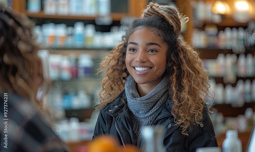 A happy pharmacy woman consultant assisting a customer with their prescription, providing detailed instructions and professional advice. A happy pharmacy woman consultant assisting a customer with their prescription, providing detailed instructions and professional advice.