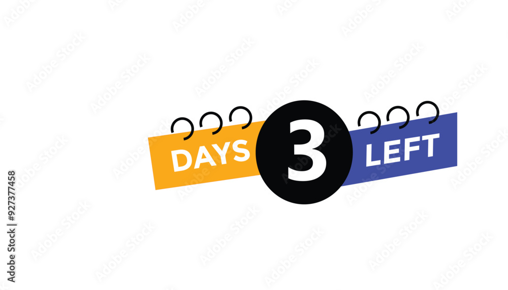 3 days left Countdown number banner templates. time icon. Vector Illustration
3 days left Countdown number banner templates. time icon. Vector Illustration