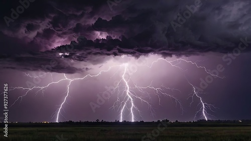 lightning rays electrical energy charge thunder in black background