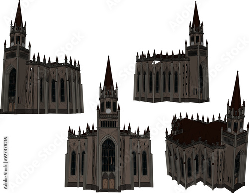 Vector sketch illustration of classic vintage royal palace castle building design