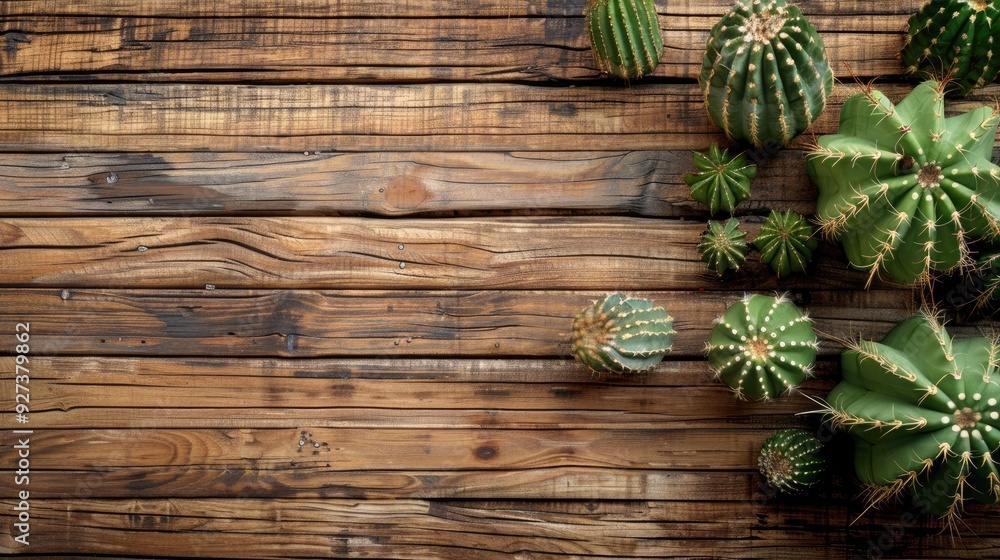 Cactus on wooden surface Cactus on wooden surface