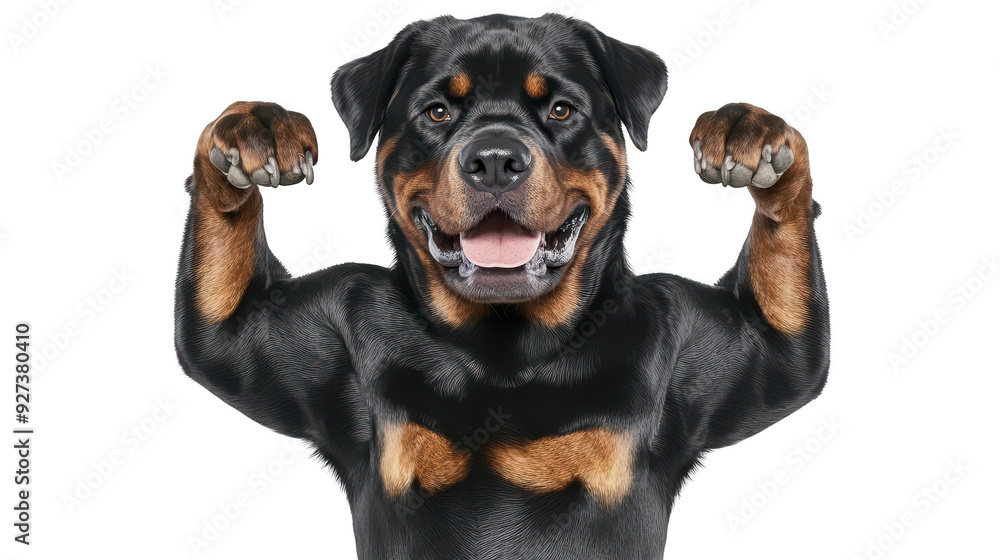 Fototapeta premium 3D realistic of Rottweiler flexing muscles