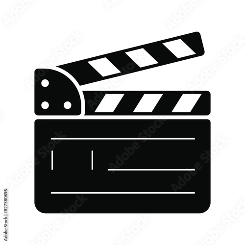 Isolated black and white clapper board cinema vector icon