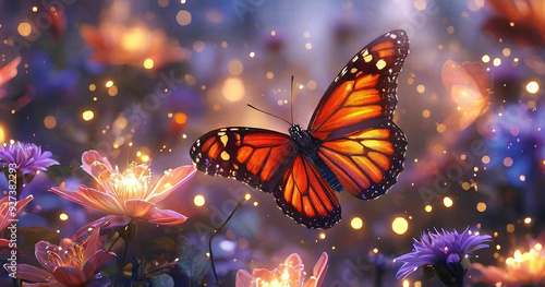 butterfly on the sky background