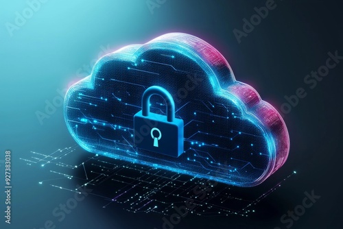 Wallpaper Mural Illustration of Cloud Security Services Technology created with Generative AI Torontodigital.ca