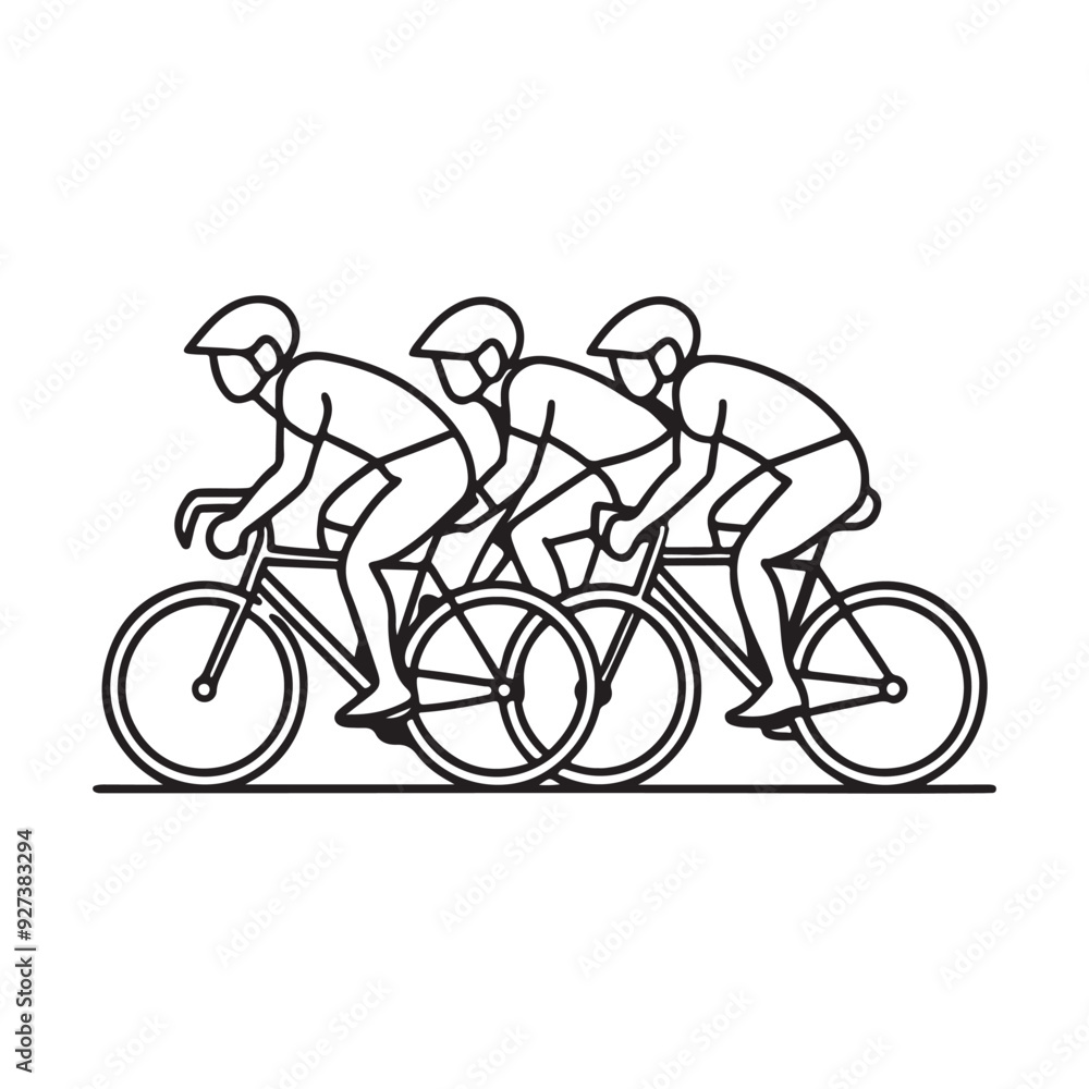 Fototapeta premium Professional Cyclists Outline Silhouette Vector Art for Graphic Design.