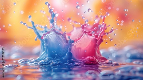 Water Drop Splash with Blue and Pink Colors