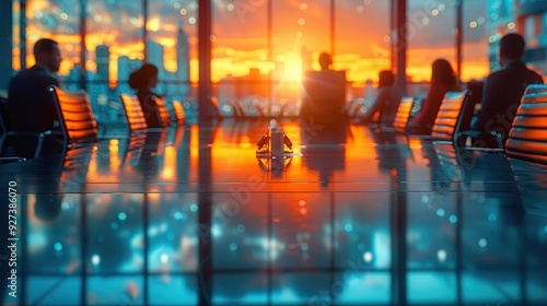 Wallpaper Mural Silhouettes of Businesspeople in a Conference Room During a Sunset Torontodigital.ca