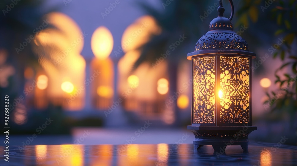 A glowing Islamic lantern set against a beautifully blurred mosque background, perfect for Ramadan or Eid celebrations. A glowing Islamic lantern set against a beautifully blurred mosque background, perfect for Ramadan or Eid celebrations.
