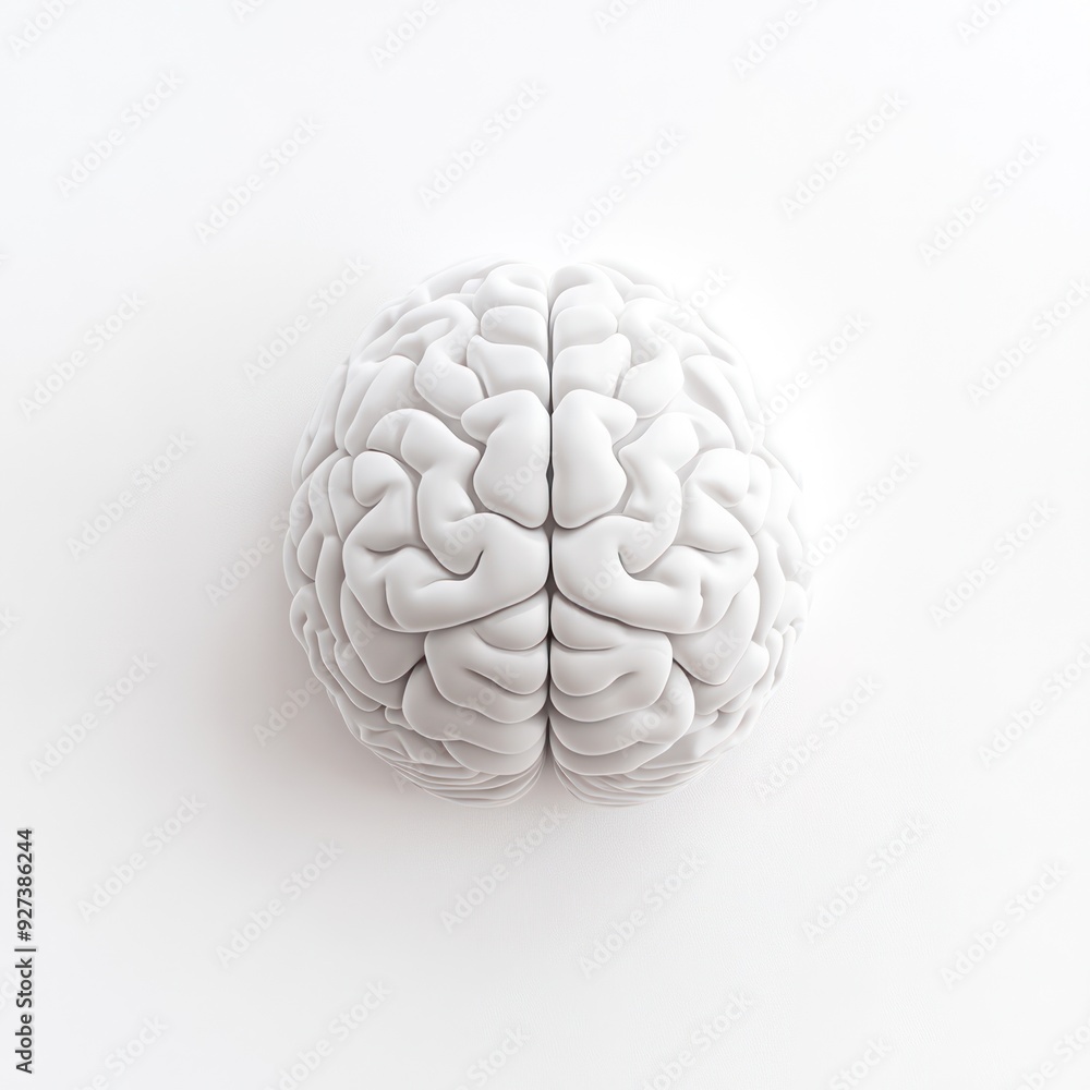 White 3D Render of a Human Brain from a Top-Down Perspective White 3D Render of a Human Brain from a Top-Down Perspective