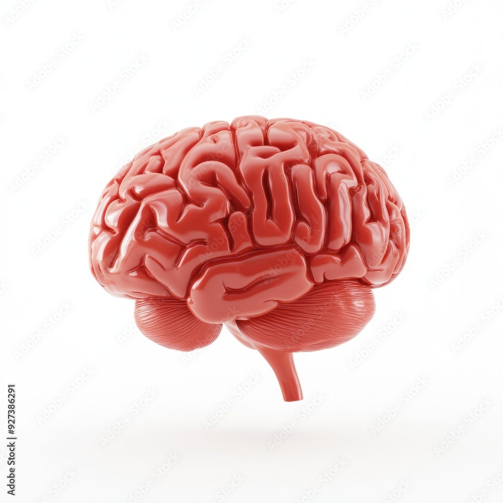 Red 3D Render of Human Brain
