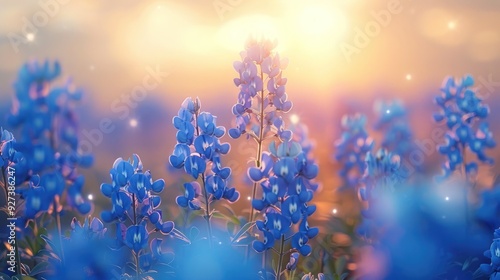 Bluebonnet Field at Sunset