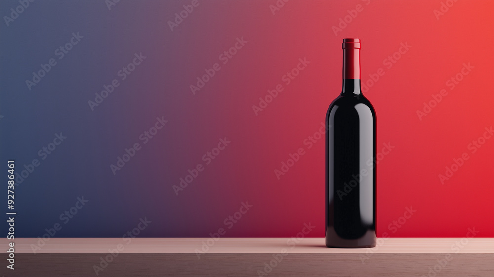 elegant red wine bottle positioned against a gradient background of red and blue hues, creating a striking and sophisticated visual ideal for product display or advertisement, phot elegant red wine bottle positioned against a gradient background of red and blue hues, creating a striking and sophisticated visual ideal for product display or advertisement, phot