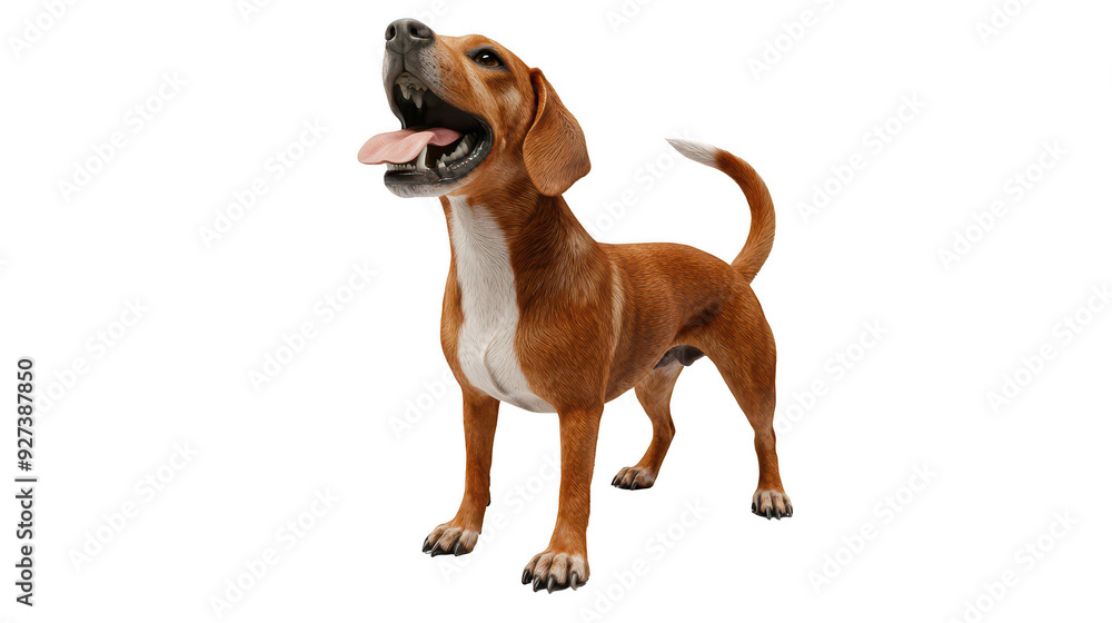 3D realistic of Redbone Coonhound baying 3D realistic of Redbone Coonhound baying