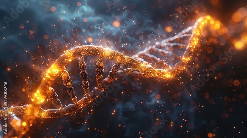 DNA Double Helix Glowing with Sparks