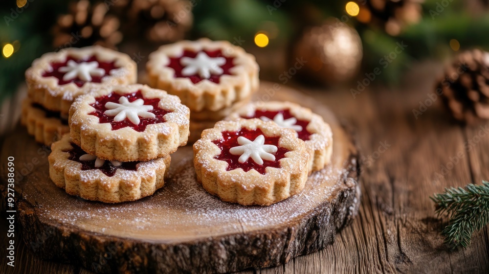 Traditional Christmas short crust cookies with red jam, festive Austrian cookies Traditional Christmas short crust cookies with red jam, festive Austrian cookies
