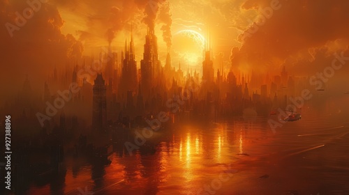 Futuristic Cityscape at Sunset