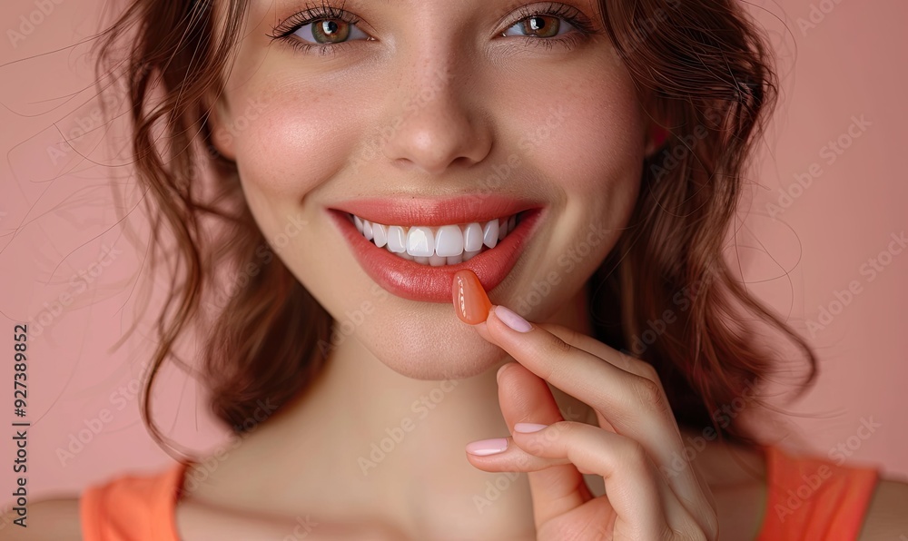 A close-up of a young woman holding invisible aligners shows her bright smile, emphasizing the lifestyle concept of modern orthodontic treatments. A close-up of a young woman holding invisible aligners shows her bright smile, emphasizing the lifestyle concept of modern orthodontic treatments.