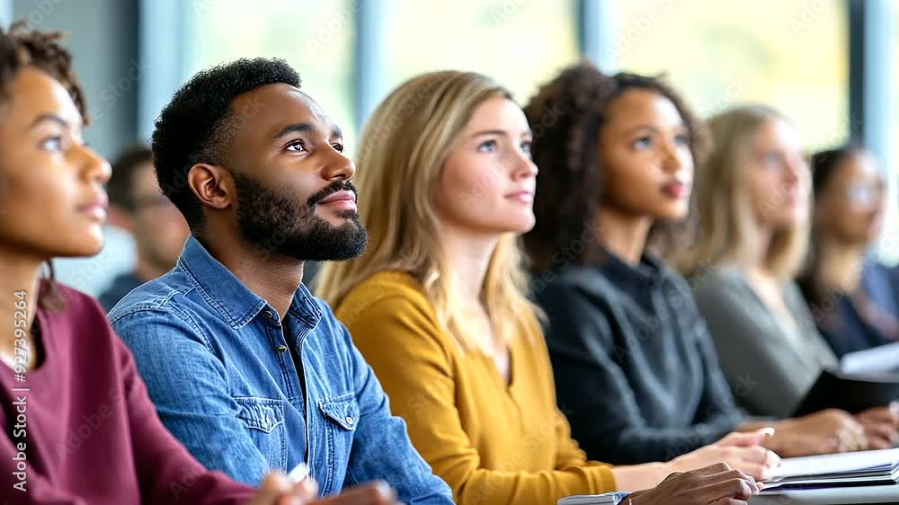 A diverse classroom of engaged adult learners spanning multiple generations. A diverse classroom of engaged adult learners spanning multiple generations.