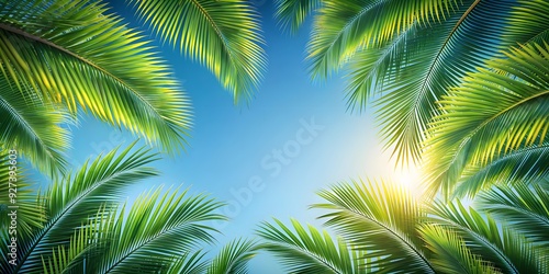 Palm tree leaves background for tropical and beach themed designs, tropical, palm tree, leaves, background, nature, green