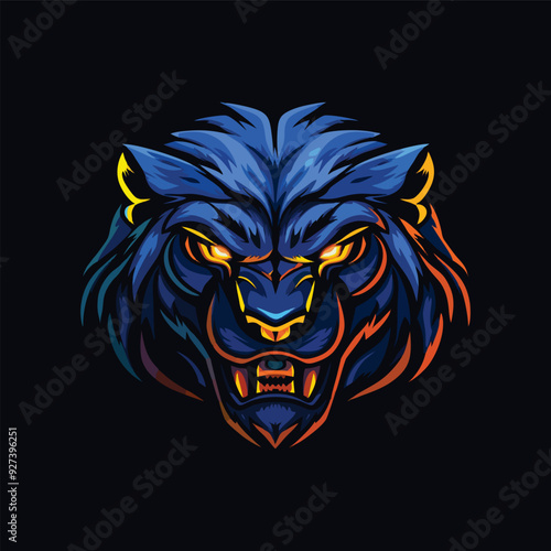 angry lion jaguar mascot sport gaming esport logo template