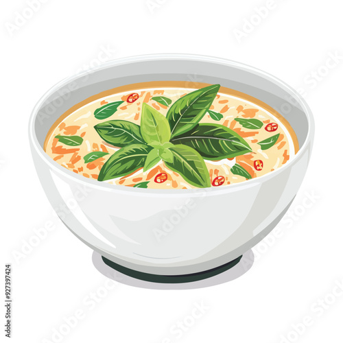 thai basil soup in a bowl vector