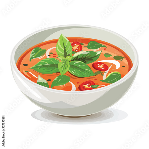 thai basil soup in a bowl vector