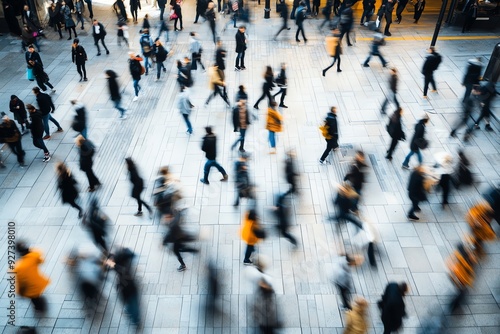 Blurred Motion of People Walking on a City Street