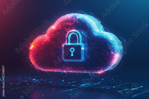 Wallpaper Mural Illustration of Cloud Security Services Technology created with Generative AI Torontodigital.ca