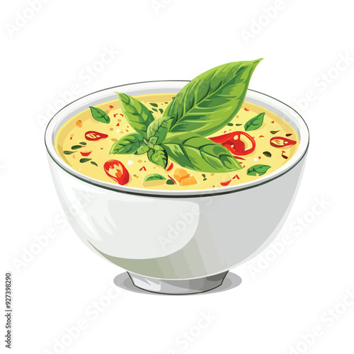 thai basil soup in a bowl vector