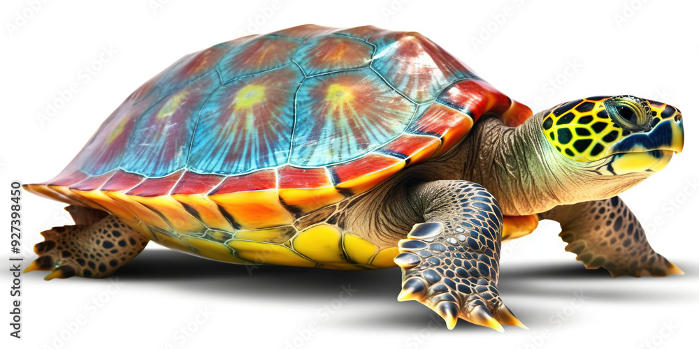 Obraz premium Multicolored Turtle On A White Background