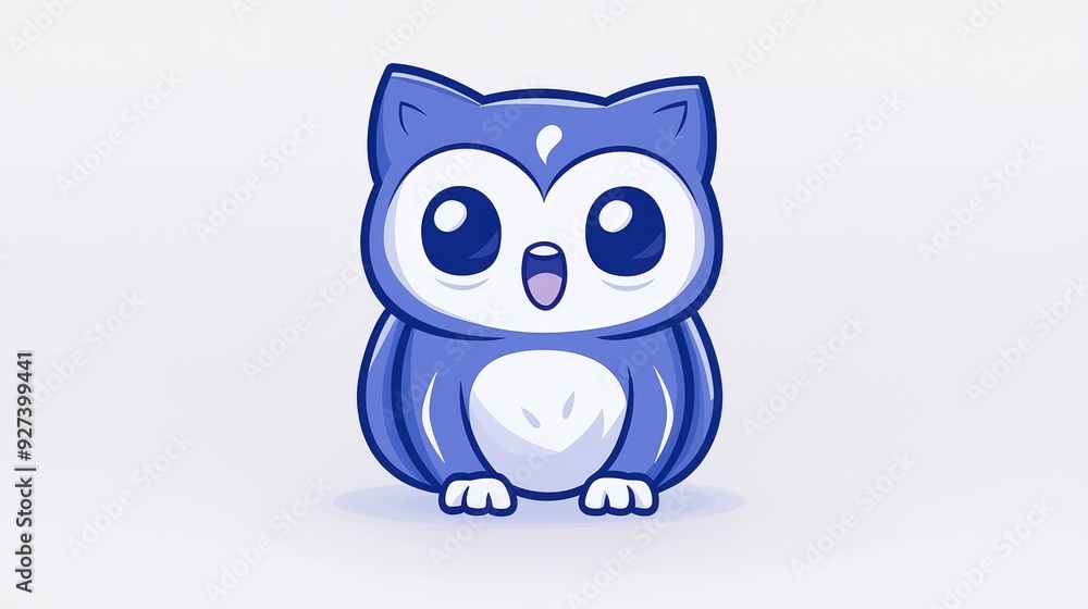 Cute Blue Owl Cartoon Character Illustration Cute Blue Owl Cartoon Character Illustration