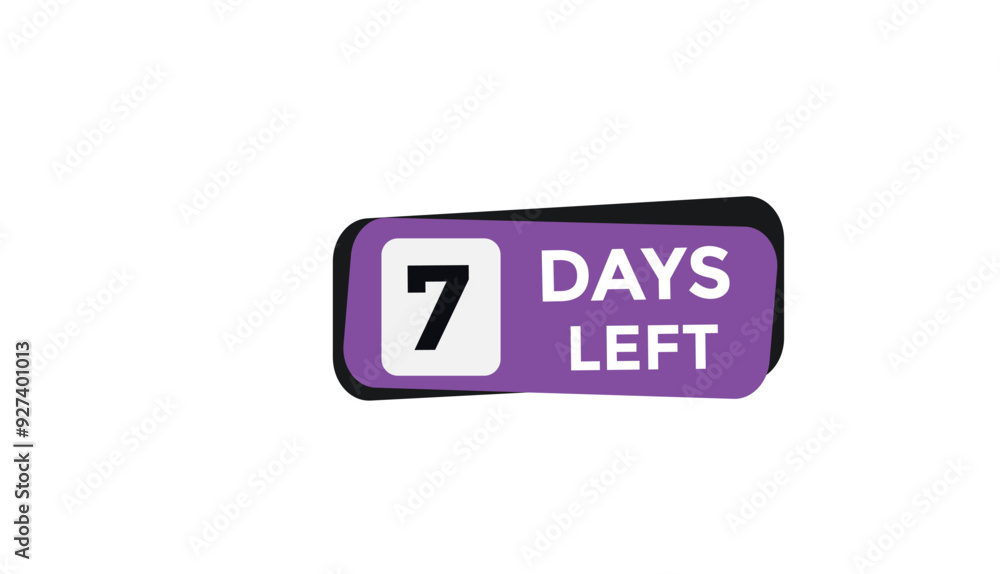 7 days left Countdown number banner templates. time icon. Vector Illustration 7 days left Countdown number banner templates. time icon. Vector Illustration