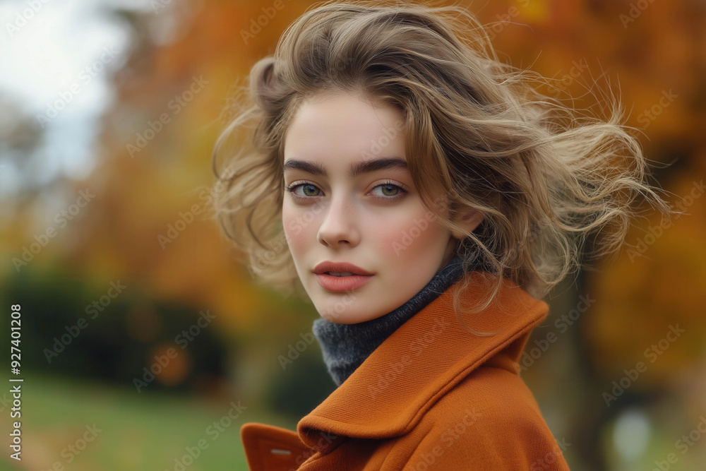 Stuning Model Outside With Hair Blown Back Stuning Model Outside With Hair Blown Back