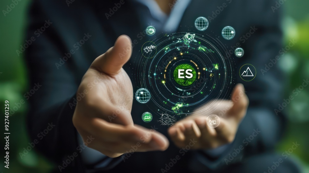 Fototapeta premium Person Presenting Environmental, Social, and Governance Concept