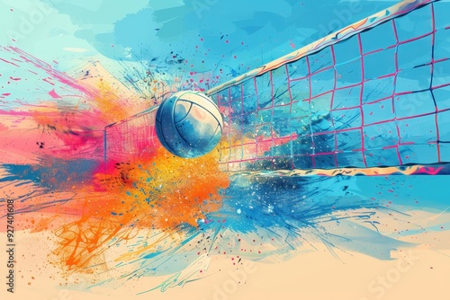 Volleyball Action: A Splash of Color
