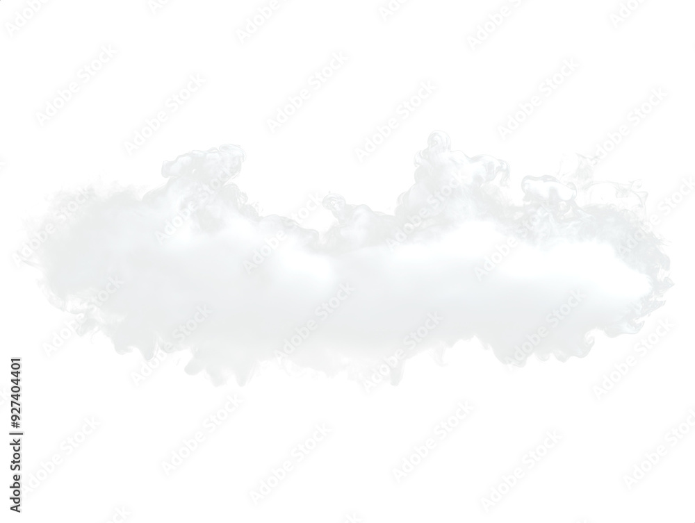 Naklejka premium Isolated Dry Ice Smoke Cloud with Swirling White Vapors, Perfect for Creating Atmospheric Scenes with Elements of Fog, Mist, and Light. Transparent background PNG