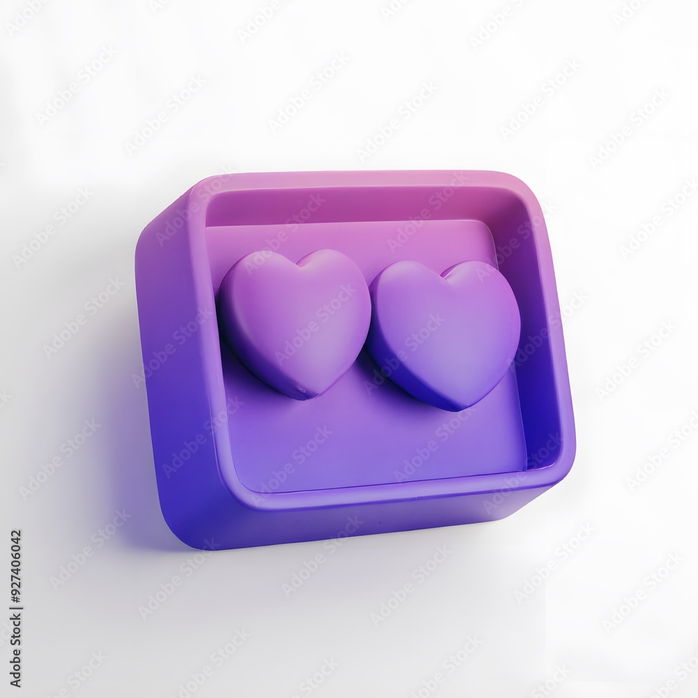 Two Purple Hearts in a Gradient Frame Two Purple Hearts in a Gradient Frame